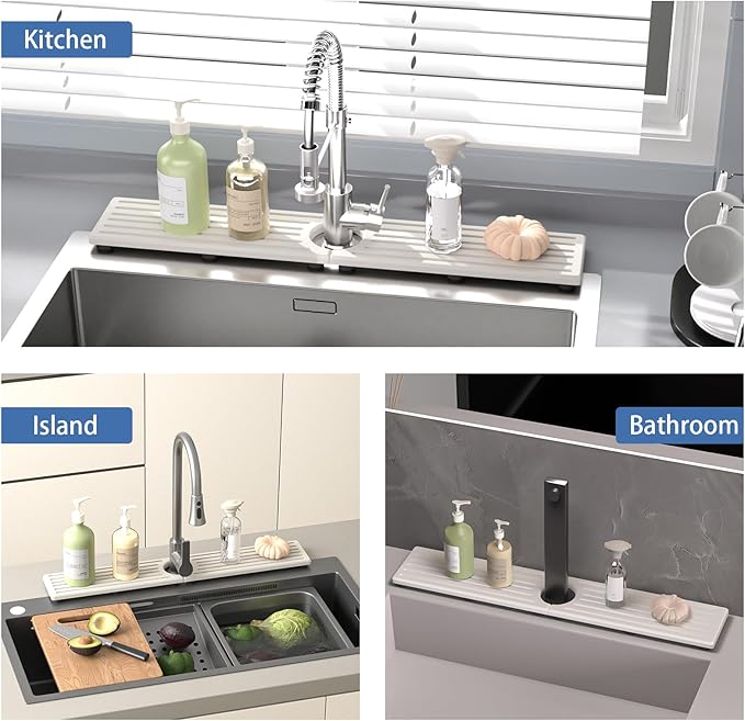 Kitchen Faucet Mat, Diatomite Sink Faucet Mat Splash Guard