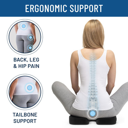 Everlasting Comfort Car Seat Cushion for Driving - Wedge Car Cushion for Office, Travel, Gaming Chair Memory Foam Driver Booster for Short People, Non-Slip, Washable Cover, Back & Sciatica Relief
