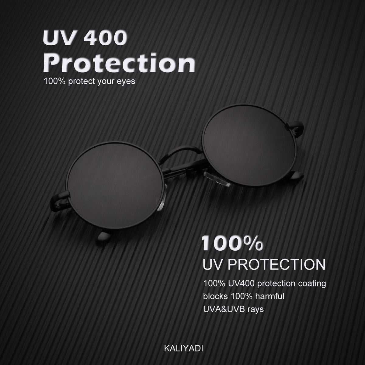 KALIYADI Round Polarized Sunglasses for Men Women Retro Metal Hippie Circle Style Sun Glasses UV Protection (2 Pack) 47mm