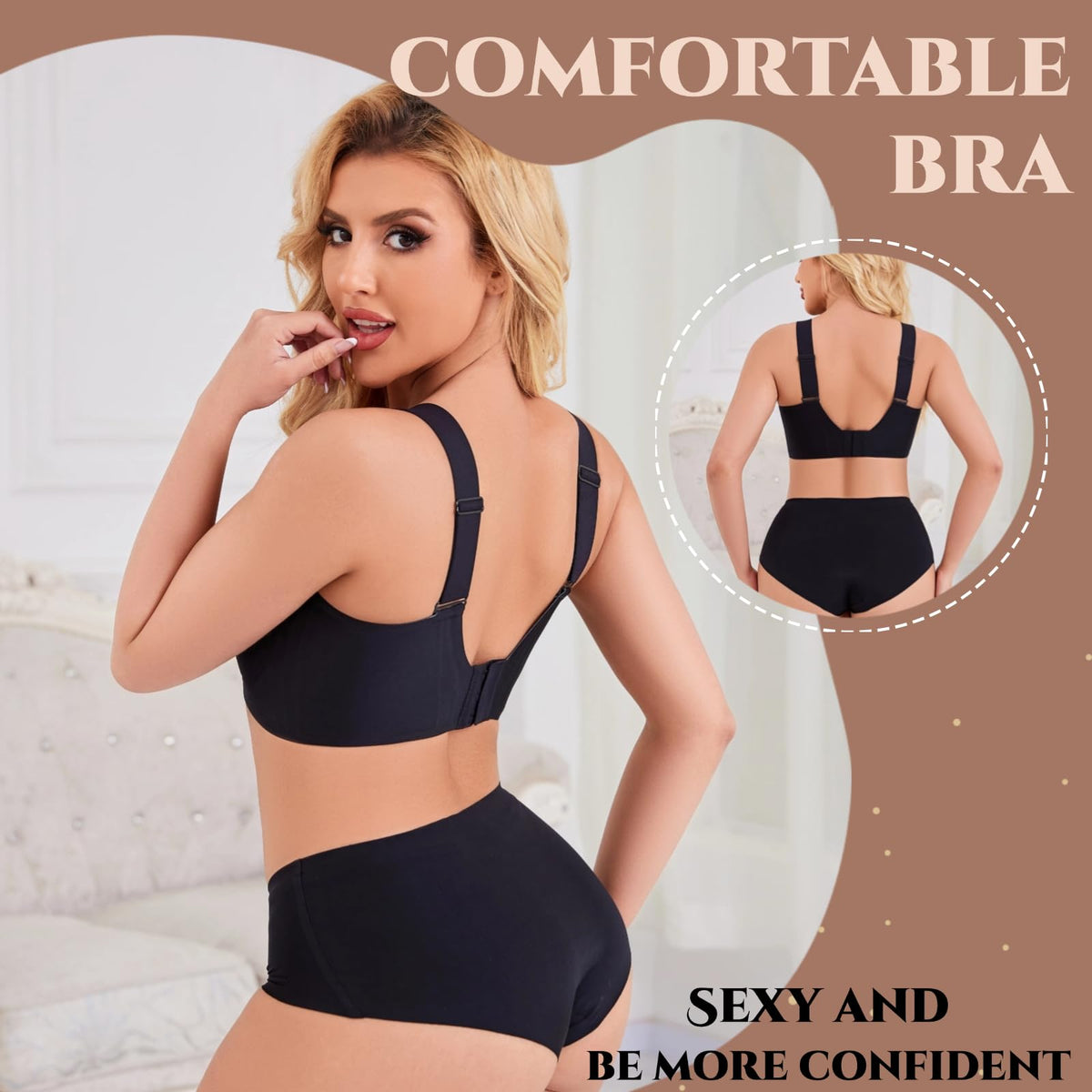 linliasor Minimizer Bra Posture Bras for Women Smoothing Shapedly Bra (Black,38DD)