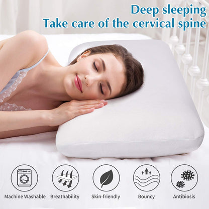 Findigit Memory Foam Neck Support Pillow King Size (27.55x15.74inch), Ergonomic Orthopedic Neck Support Sleeping Bed Pillows, for Side Back Stomach Neck and Shoulder Sleeper