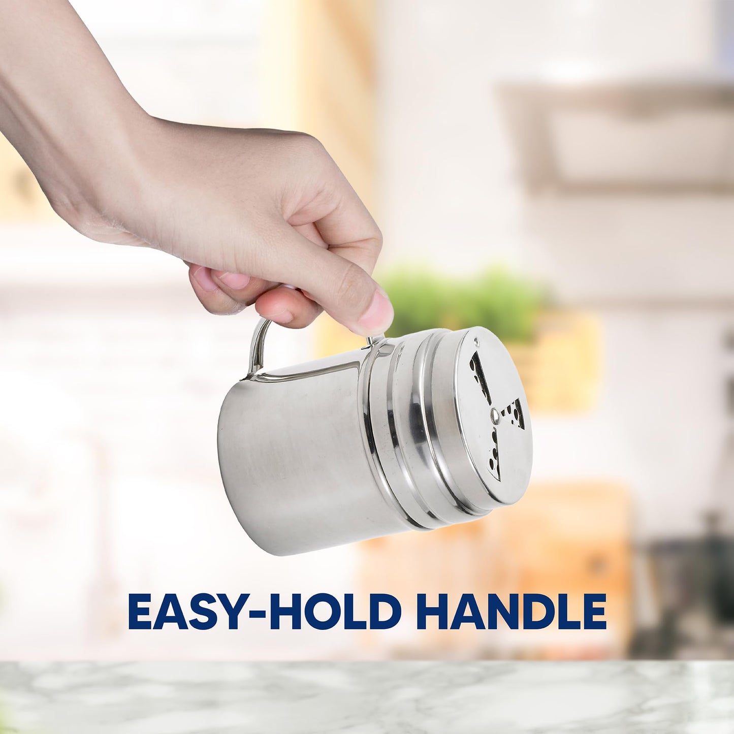 HIC Kitchen Adjustable Dry Rub Shaker with Holes for Medium and Coarse Grind Seasonings, Stainless Steel, 1-Cup Capacity