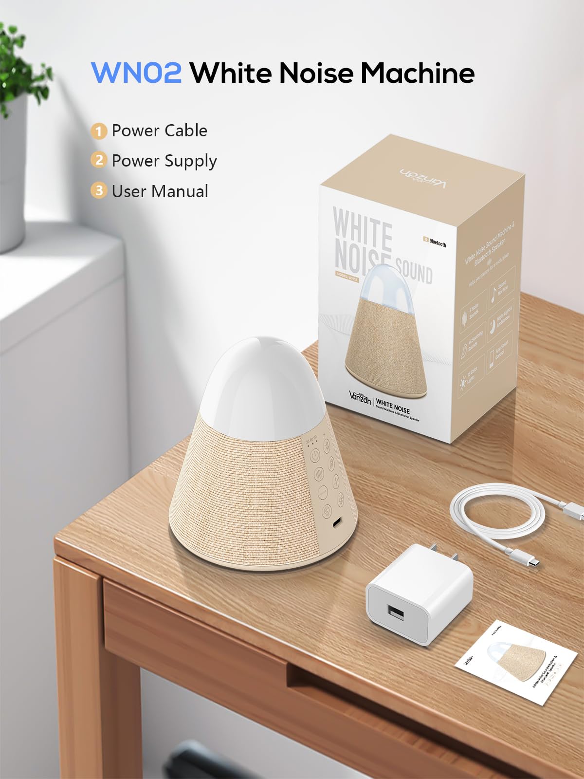 Vanzon Baby Sound Machine, Smart App Control White Noise Machine with 54 Soothing Sounds & 15 RGB Night Light Modes and Auto-Off Timer, Suitable for Adults & Kids Sleeping