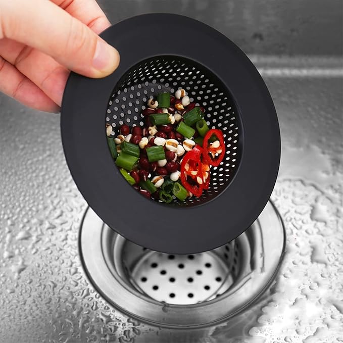 2 Pcs Black Stainless Steel Mesh Sink Drain Strainer, 2.75" Top/1.66" Kitchen