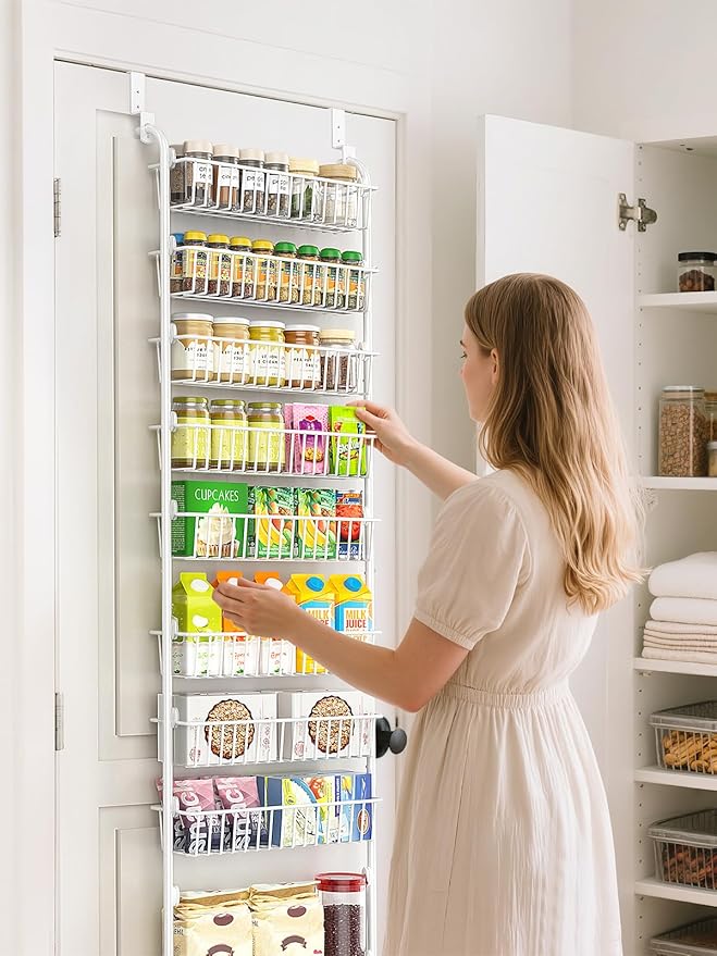Delamu Over The Door Pantry Organizer, 9-Tier Pantry Door Organizers and Storage