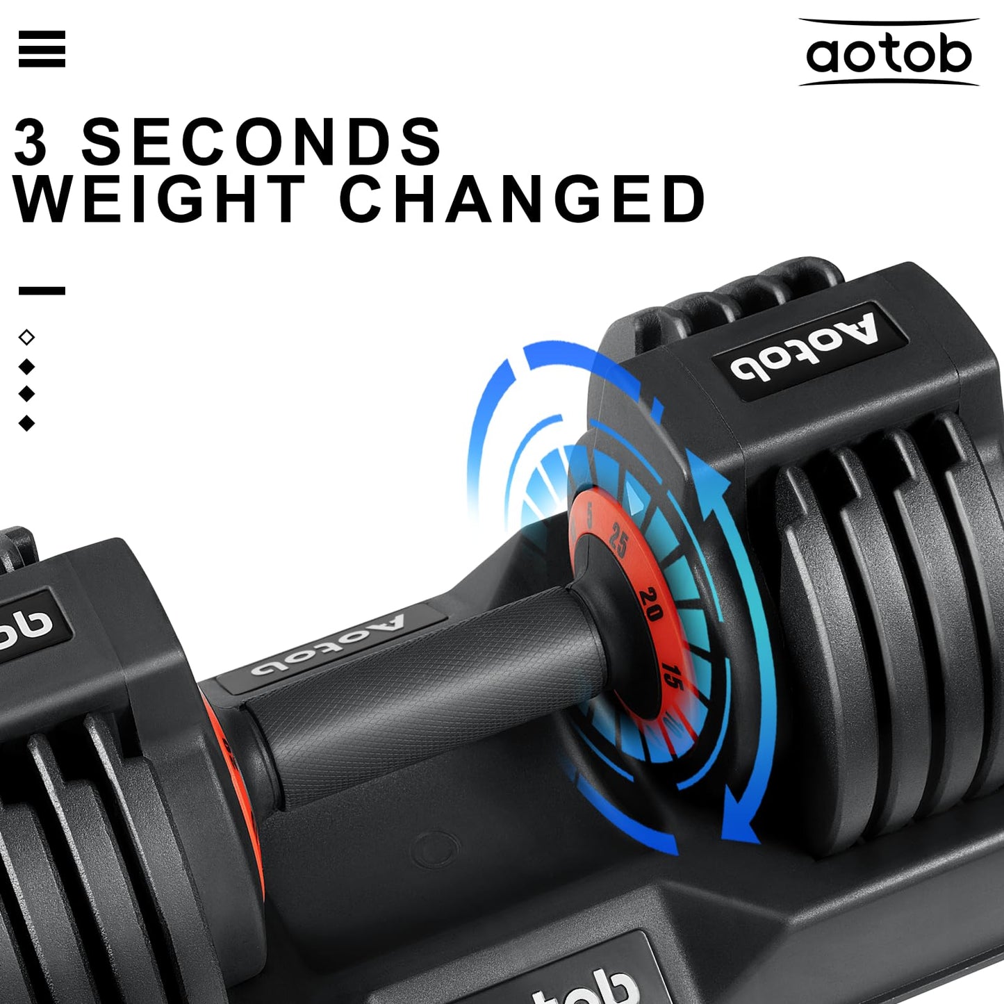 AOTOB 25/55 LBS Adjustable Dumbbell Set, Anti-Slip Fast Adjusting with Turning Handle, Adjustment for Men and Women, Weights Pair for Compact Home Gym Exercise Strength