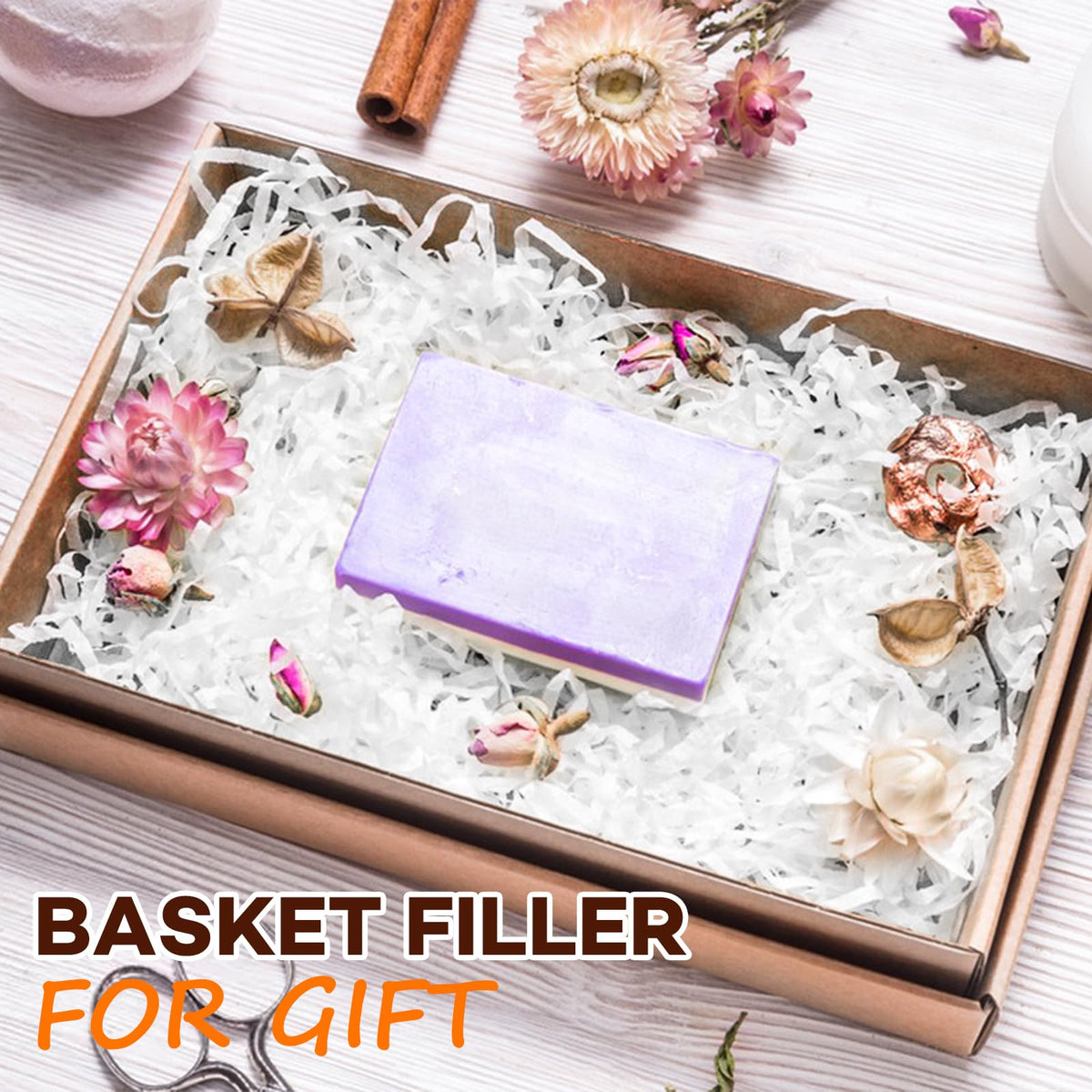 RowinsyDD 2LB White Crinkle Paper Filler, Cut Shredded Paper for Gift Baskets Packaging Wrapping Cushion Stuffing Box Confetti Filler for Easter Christmas Wedding Birthday Bridesmaid