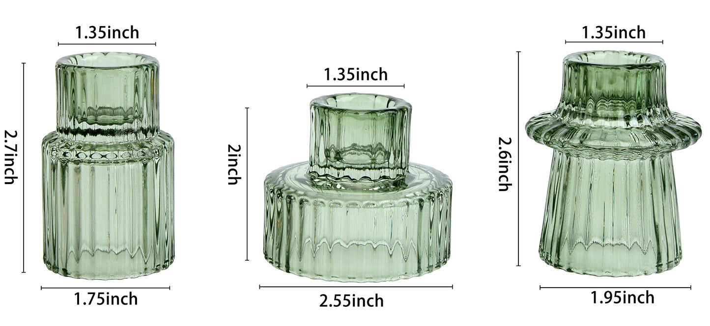 Vixdonos Taper Glass Candlestick Holders Tealight Candle Holders for Table Centerpieces, Wedding Decor and Dinner Party (6 Pcs, Green)