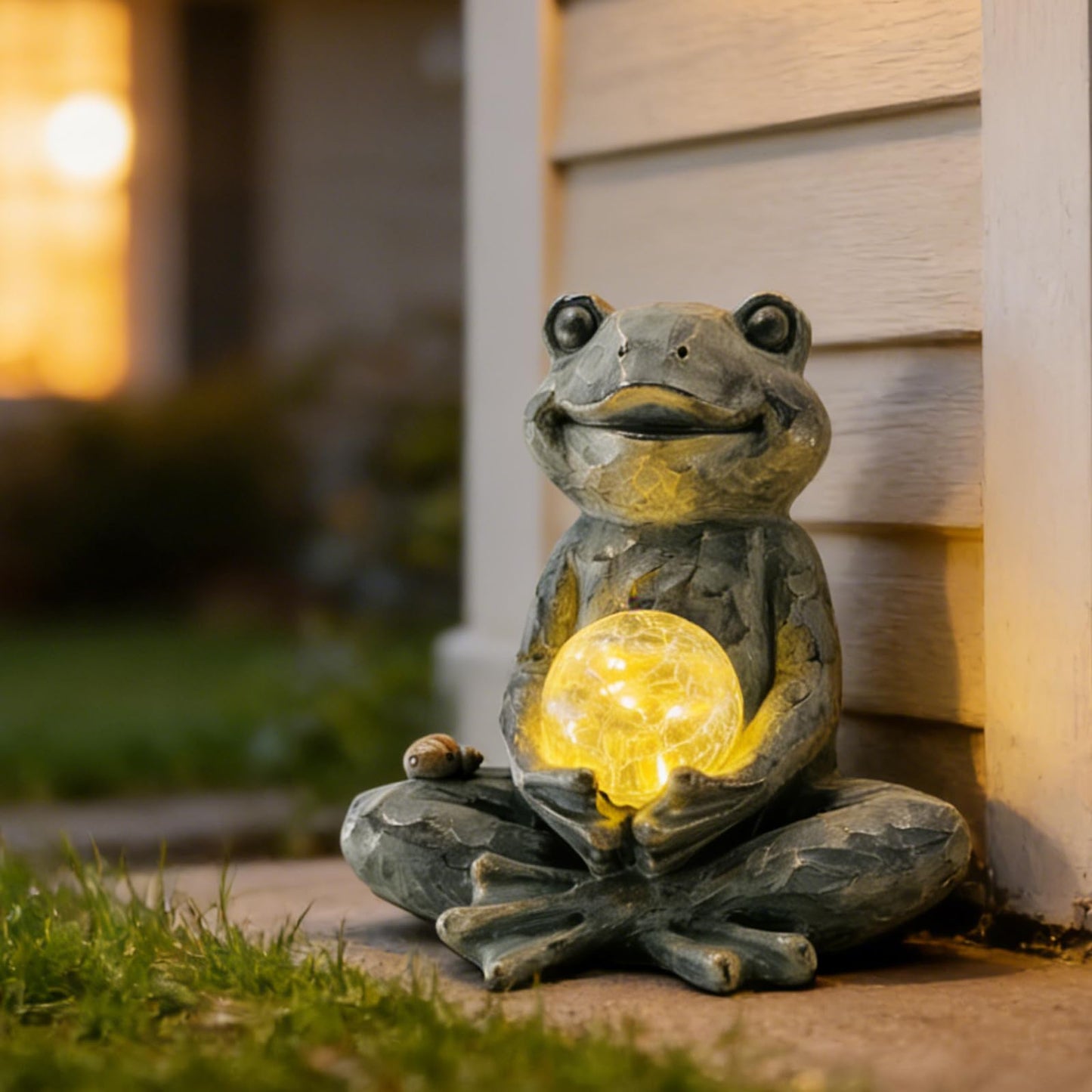 Brilliant Prospect Zen Yoga Frog Garden Statue, Outdoor Decor, Solar Patio Garden Sculpture Ornament, Frog Figurine Lamp Light, Meditation Frog Gift Ideas for Women