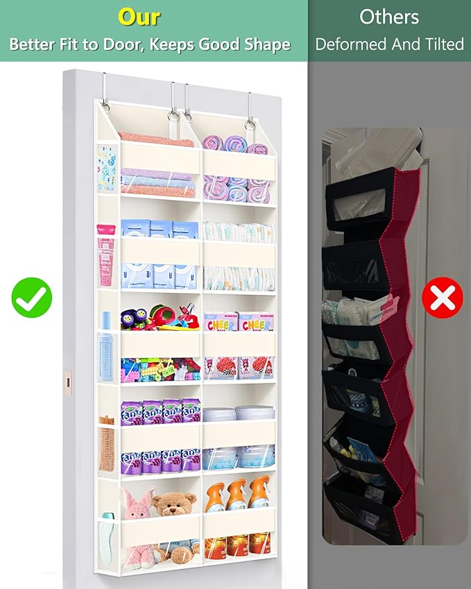 Heavy Duty Over The Door Organizer 5 Tiers, Extra Large Behind Door Storage of