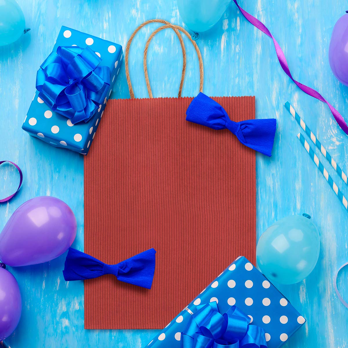 BagDream Small Gift Bags 25Pcs 5.25x3x8 Red Paper Bags with Handles, Kraft Paper Sacks for Small Gifts, Birthday, Wedding Party Favor, Christmas Valentine‘s Day