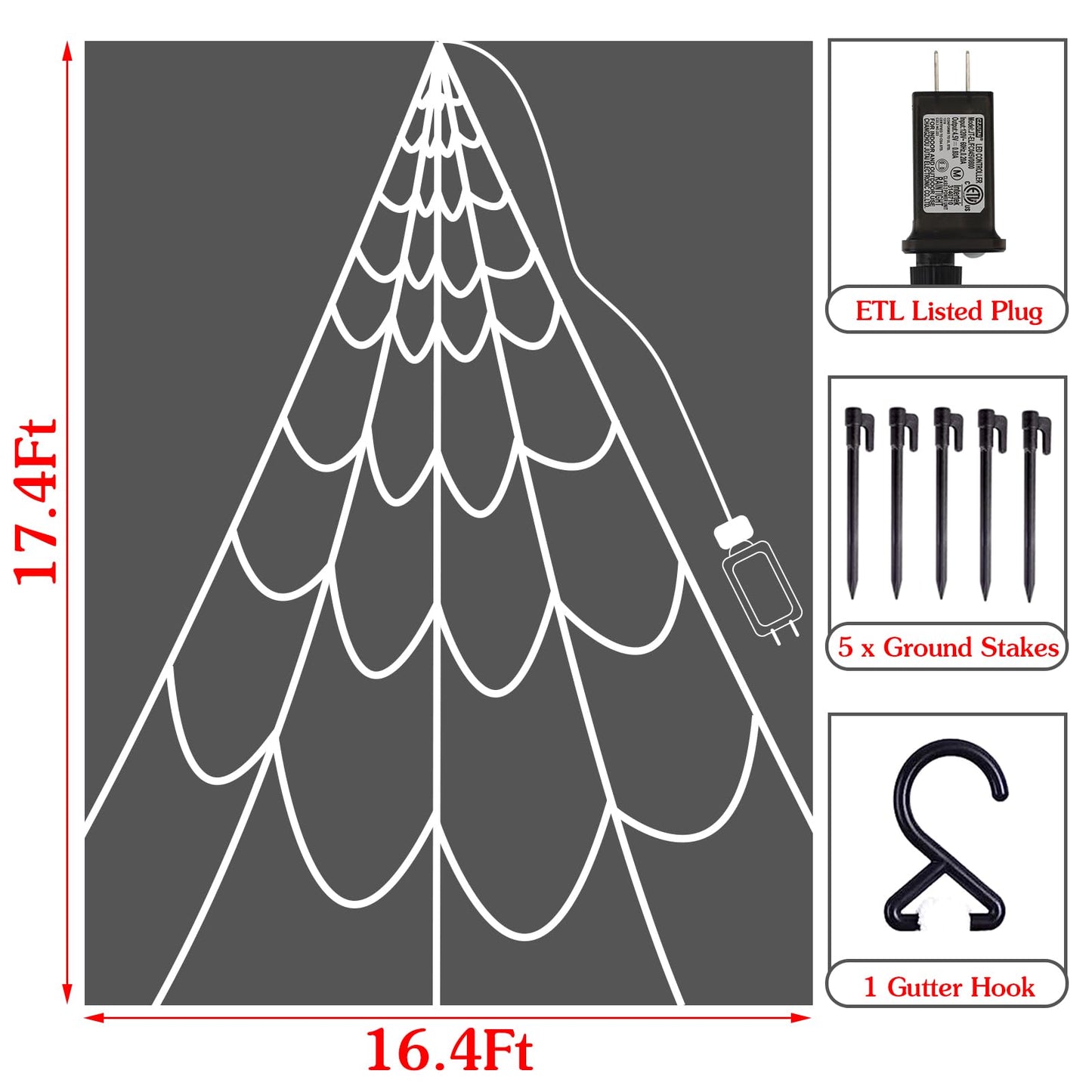 Halloween Decorations Outdoor Spiders Web Lights: 150 Purple & Orange LED Light Decor, 17.4Ft Giant Spiderweb with 8 Lighting Modes Waterproof & Timer, Yard Spider Web Decoration
