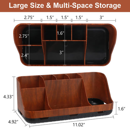 GFWARE Bathroom Decor and Accessories - Detachable 7 Slots Kids Electric Toothbrush and Toothpaste Holde for Bathroom Tray Countertop Vanity Storage, Bathroom Sink Storage Organizer, Red Wood
