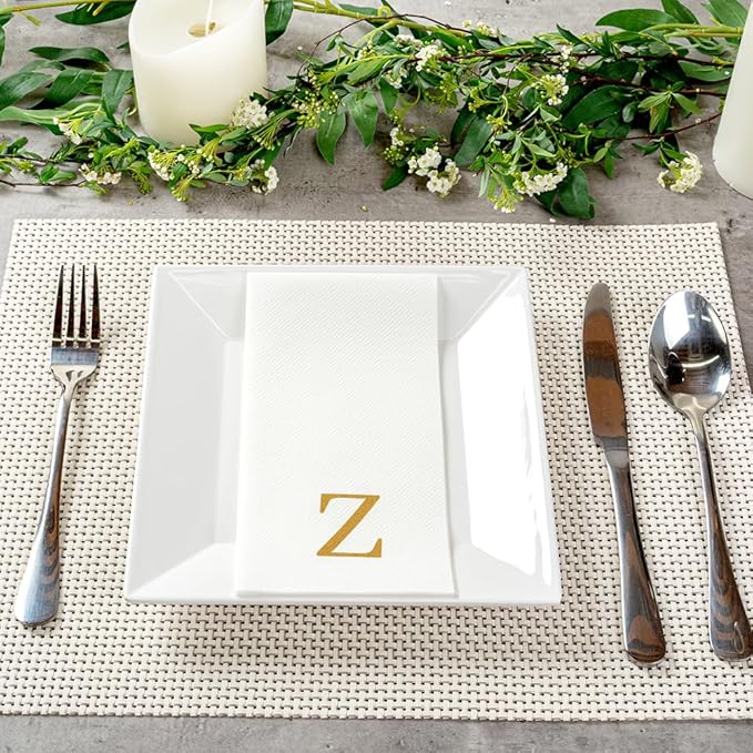 Luxenap 15.8 X 7.9 Inch Linen-Feel Guest Towels, 50 Lettered Hand Towels