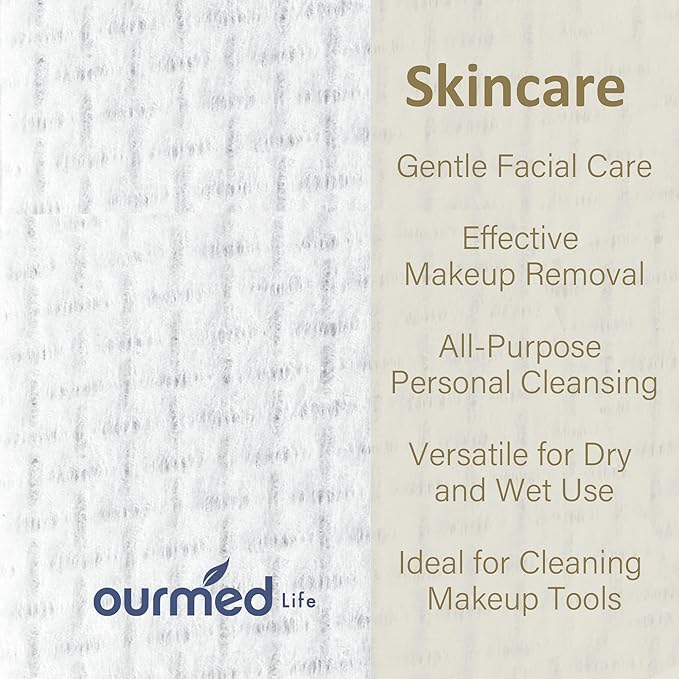Ourmed Life Face Towels, Disposable Biodegradable Facial Towels