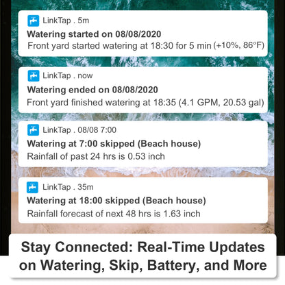 LinkTap D1 Wireless Water Timer & Gateway - 2 Zone Smart Hose Tap Timer, Built-in Flow Meters, Real-Time Fault Detection & Notification, Weather Adaptive, Better Range Than WiFi, IP66, 2-Year Warranty
