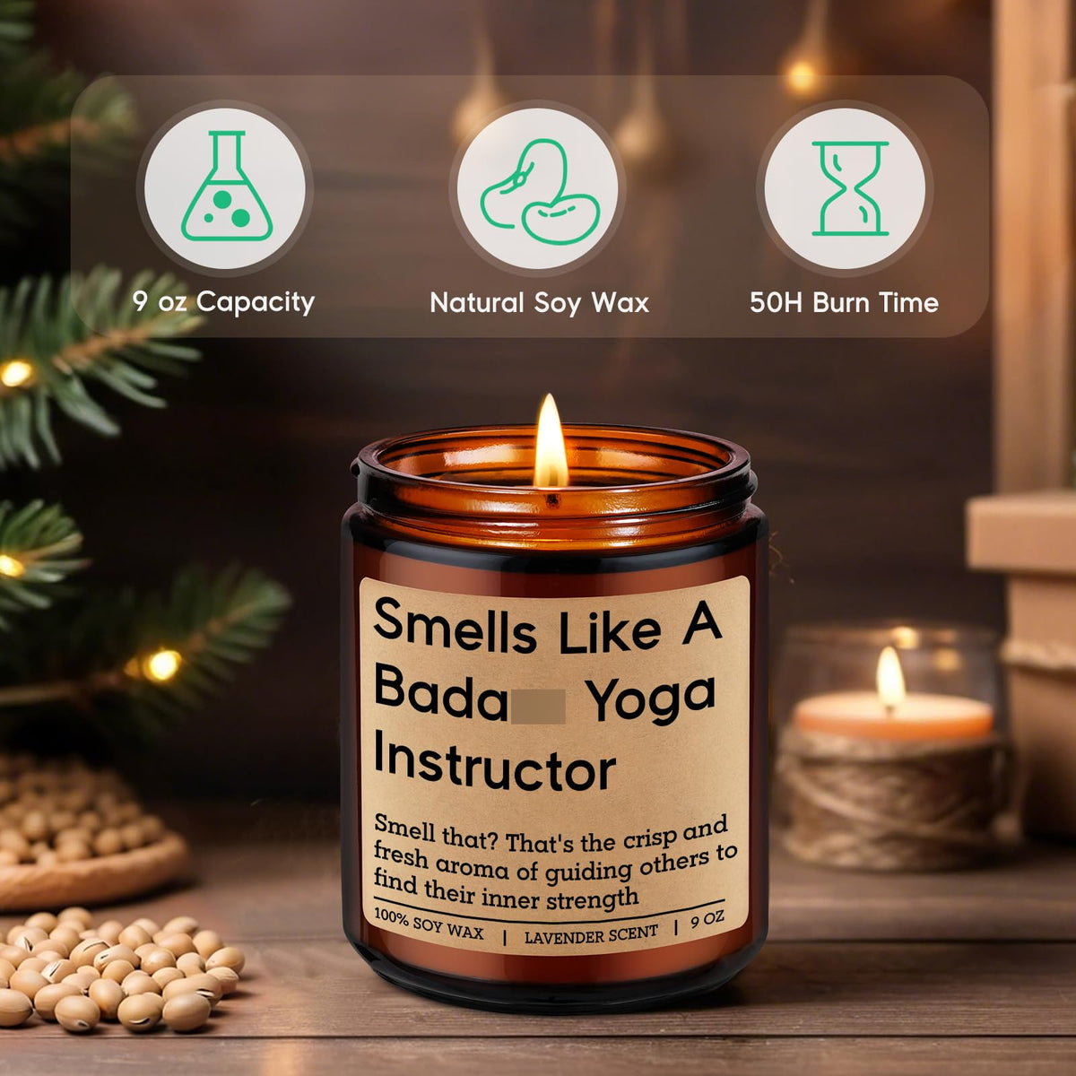 GSPY Scented Candle - Yoga Instructor Teacher Gifts, Yoga Gifts for Women, Men - Funny Meditation, Zen, Birthday, Mothers Day, Appreciation Ideas for Yogis, Yogic Lovers, Wellness Coach, Friend, Mom