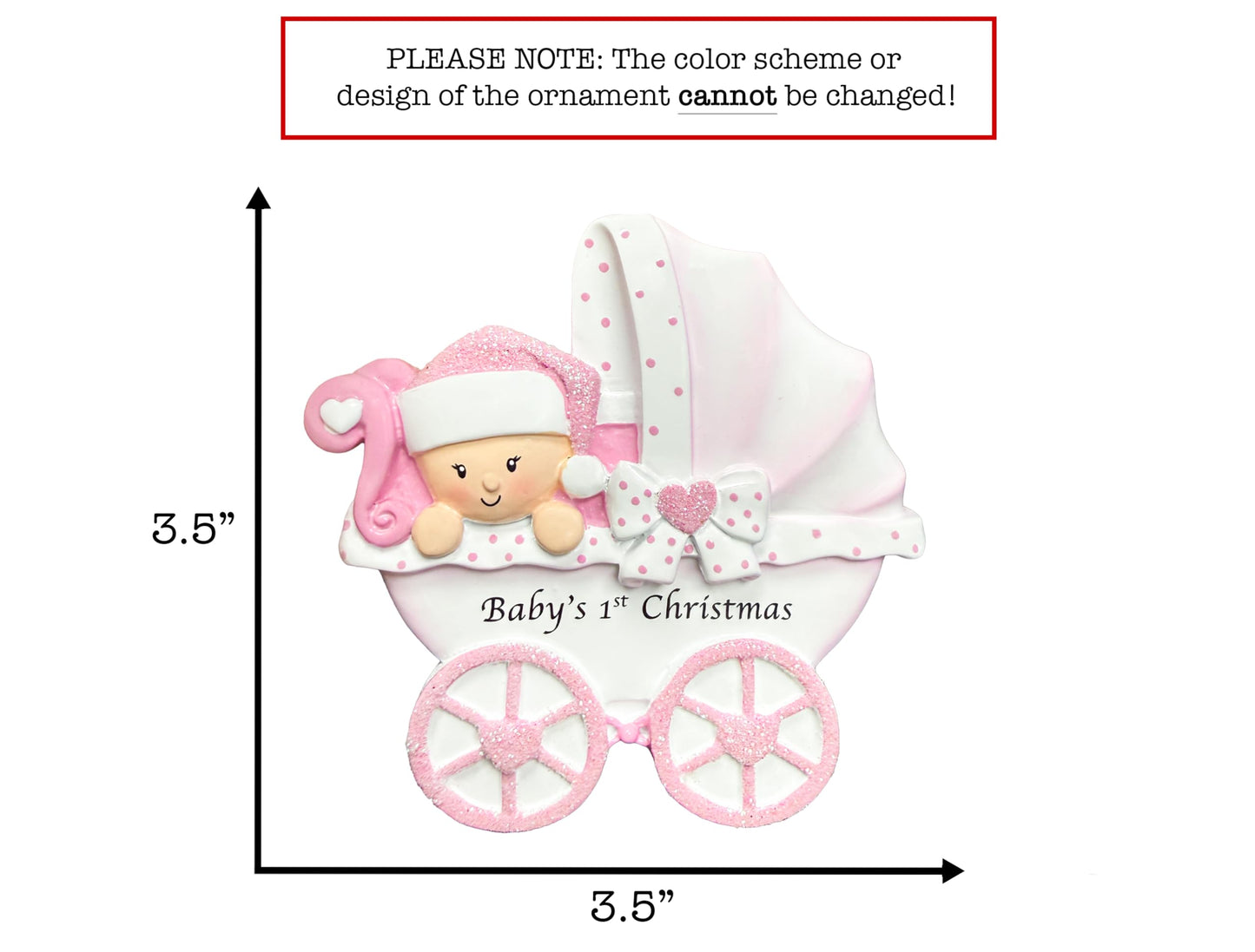 UniqXmas Personalized Baby's First Christmas Ornament 2025 | Baby Girl Carriage Xmas Tree Decoration Pink Stroller | My 1st Xmas Keepsake for New Baby Newborn Grandbaby - Custom Name & Year