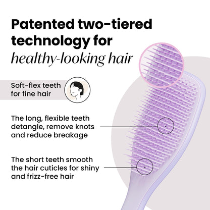 Tangle Teezer Fine and Fragile Ultimate Detangler Hairbrush for Coloured, Fine & Thin Hair - Two-Tiered Soft Flex Teeth Reduce Breakage & Pulling - Gentle on Delicate Hair - Hypnotic Heather