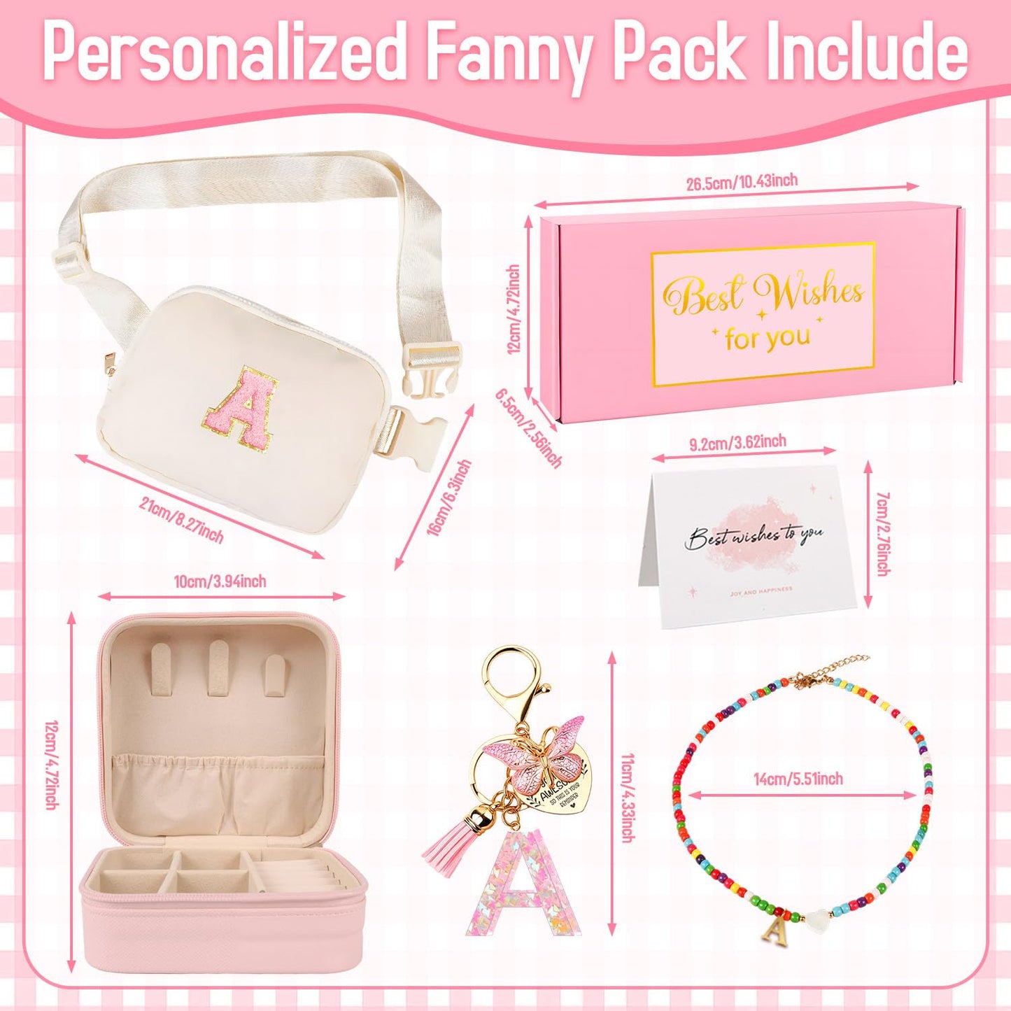 Funny Pack for Grandkids Teen Girls Gift, Birthday Gifts for 4 5 6 7 8 9 10 11 12 13 Year Old Girls, Initial Fanny Pack, Teen Girl Gift Trendy Stuff Crossbody Bag Set for Teens, Back To School, E