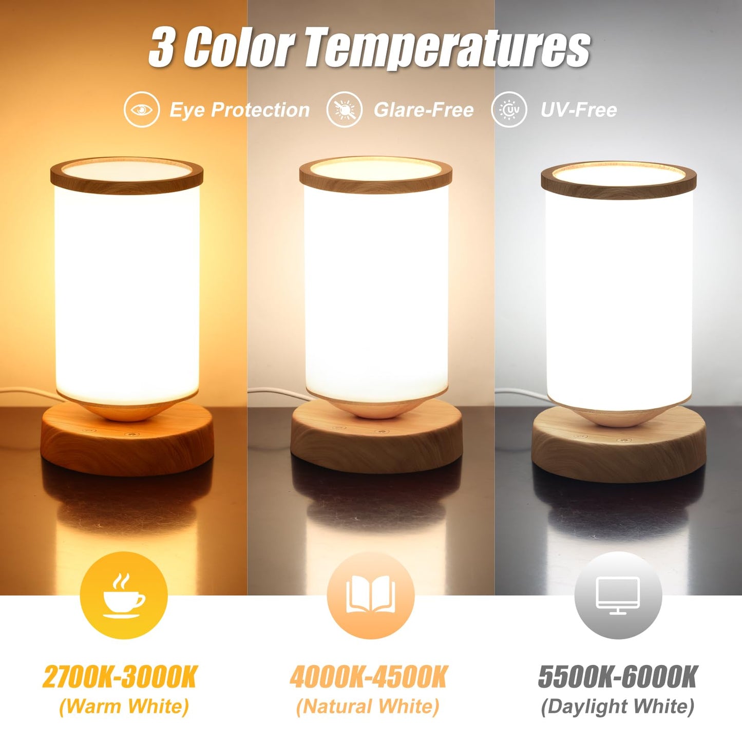 Qiuxunies Light Therapy Lamp 10000 Lux, Sunlight Lamp with Remote Control, 3 Color Temperatures & 4 Brightness Levels, Full Spectrum Light, Ideal as Desk, Bedside Lamp & Gift for Home/Office