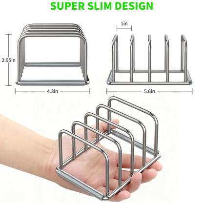 PLUVON Cutting Board Organizer-1.0in Wide Kitchen Cutting Board Holder Stand for Baking Sheets,Cookie Sheets with 4 Slots,304 Stainless Steel Baking Sheet Oragnizer(1.0 Inch Width Slots)