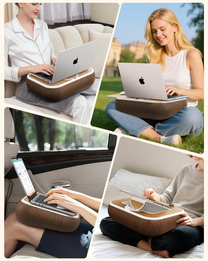 Nauttxon Lap Desk with Storage Cushion Washable - with Magnetic Mouse Pad, Scented Cotton Pads - Multi-Functional Lap Desk for Home Office Couch Bed -Fits Up to 15 Inch Laptop