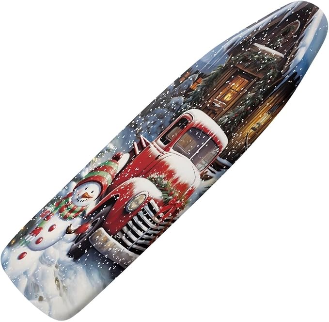 ZDCUSTOM 13"x52" Ironing Board Cover, Snowman Landscape Merry Christmas