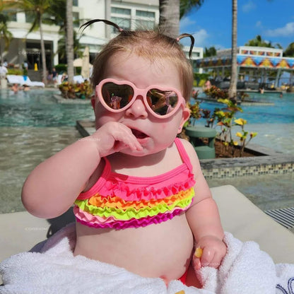 COASION Baby Sunglasses Polarized Rubber UV Protection with Strap Heart Shape Sun Glasses for Boys Girls Kids Ages 0-24 Months