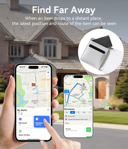 Ultrbeka Ultra-Thin Wallet Tracker Card, Rechargeable 0.094in IP68 Waterproof Bluetooth Tracker for Wallets, Passport, Work with Apple Find My, Card Locator [Apple MFi Certified] iOS Only