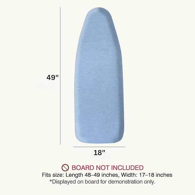 Ironing Board Cover and Pad 18"x49" Extra Thick Natural Cotton, Scorch and