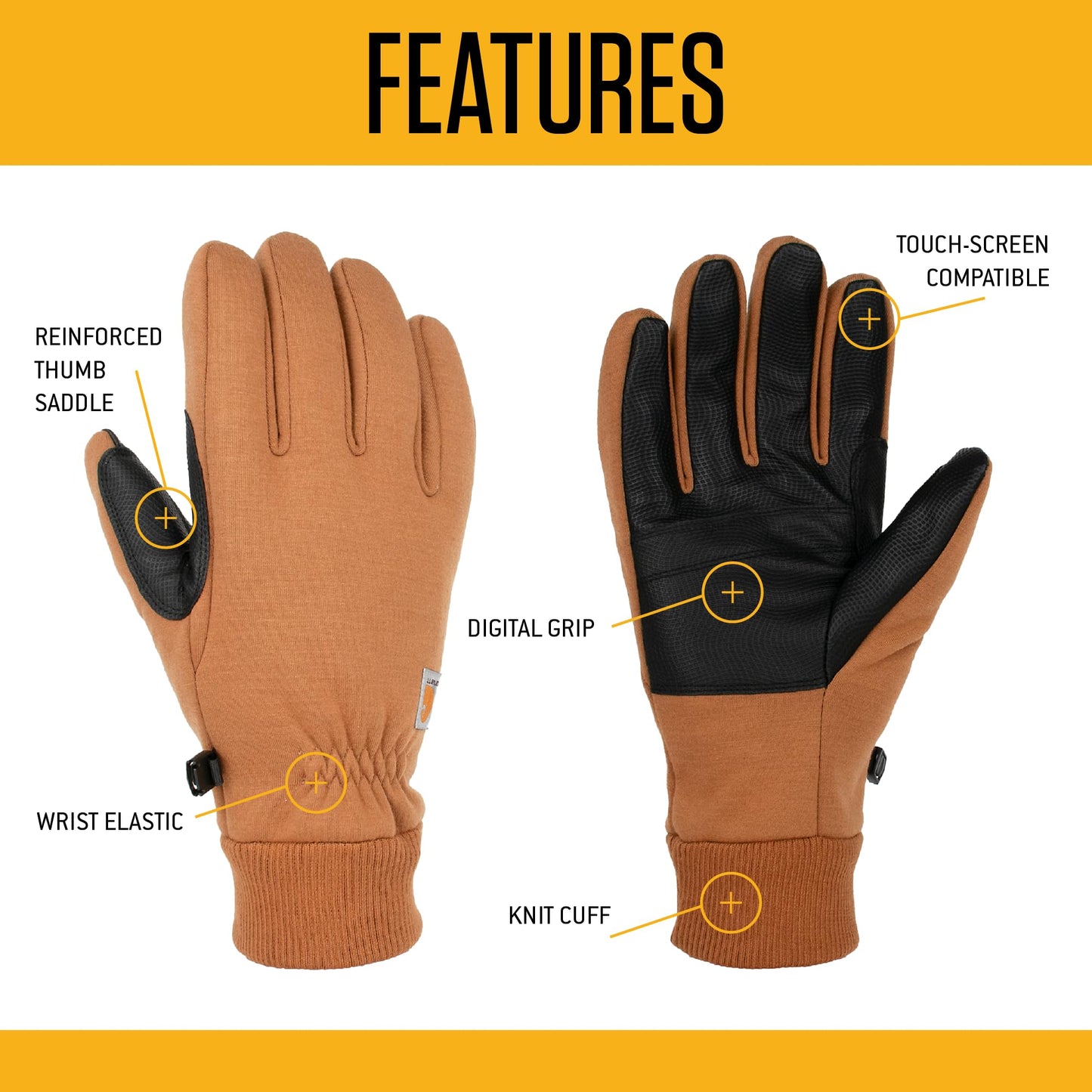 Carhartt Men's C-touch Cold Weather Gloves, Black, L Pack of 1 UK