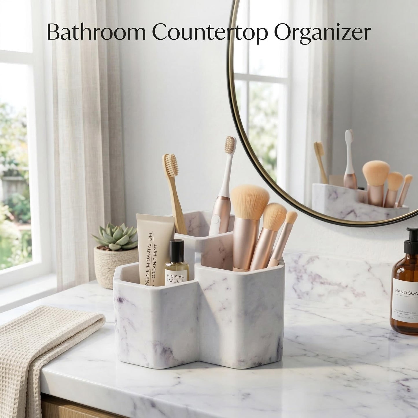 Resin Toothbrush Holders for Bathrooms, Electric Toothbrush and Toothpaste Holder,3 Slots Tooth Brush Organizer for Bathroom Countertop, Shower, Vanity