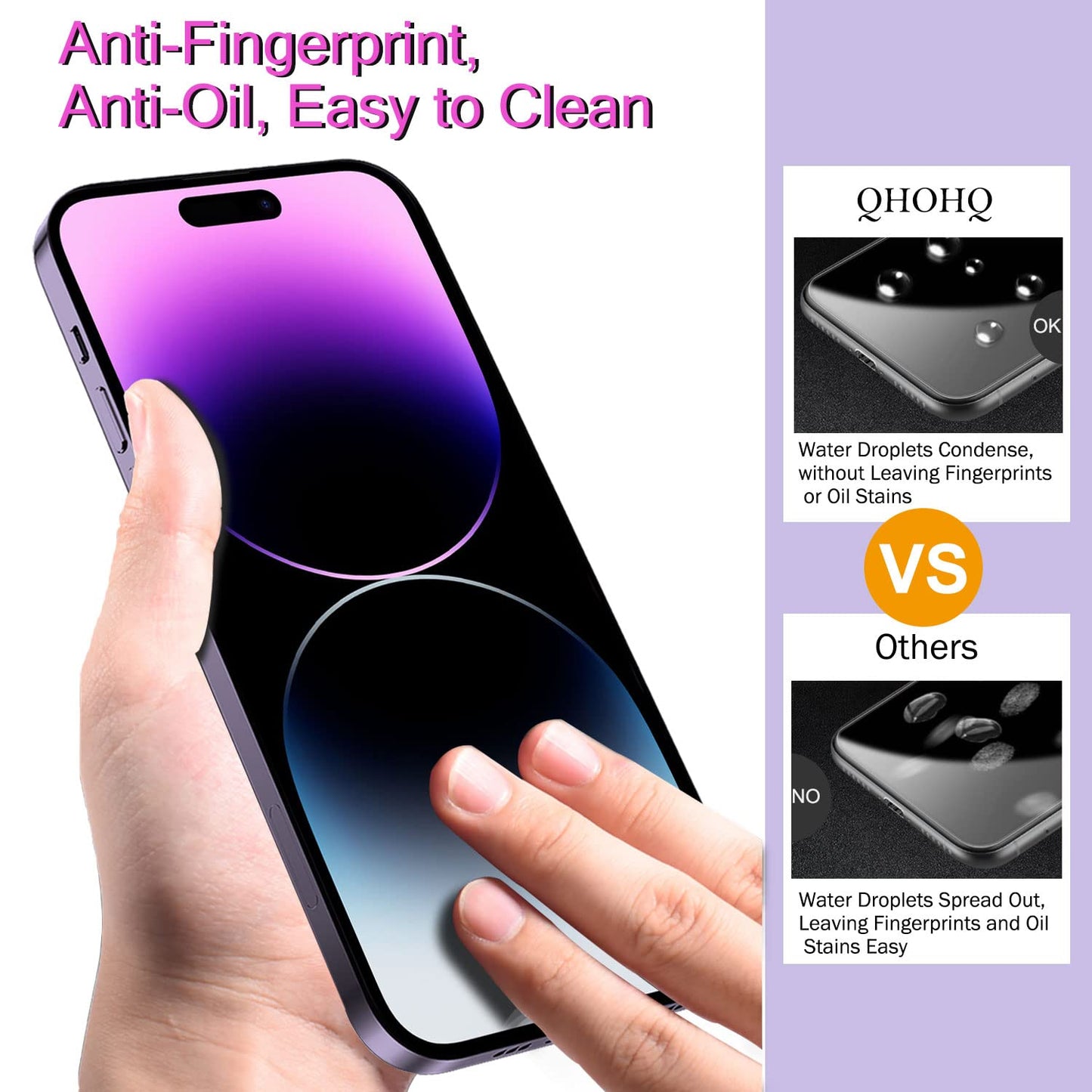 QHOHQ [1-Second Auto-Install] 3 Pack Privacy Screen Protector for iPhone 17 Pro Max [6.9 Inch] + 1 Set Camera Lens Protector, 25° Anti Spy Tempered Glass, [Military Grade Shatterproof], Case Friendly