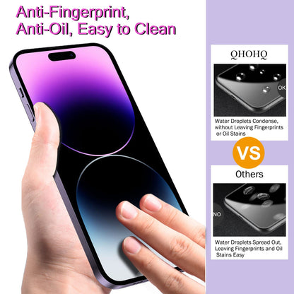 QHOHQ [1-Second Auto-Install] 3 Pack Privacy Screen Protector for iPhone 17 Pro Max [6.9 Inch] + 1 Set Camera Lens Protector, 25° Anti Spy Tempered Glass, [Military Grade Shatterproof], Case Friendly