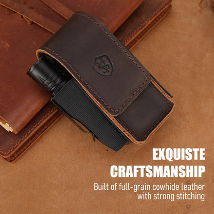 STAR VISTA Armando-2 Full Grain Leather Multitool Belt Pouch, Multi Tool Sheath, EDC Tool Holster for Flash Light, Tactical Pen, Heavy-Duty Stitching, Gift for Men, Dark Brown
