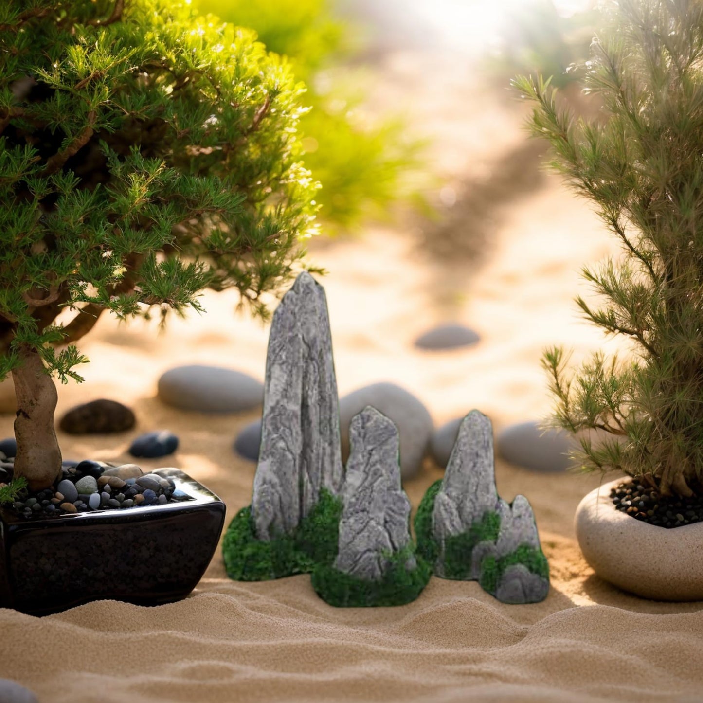 Wionin 8 Pieces Rockery Decor Zen Garden Accessories Micro Landscape Garden Decoration Mountain Landscape Figurines Mini Statues for Bonsai for Home Office Displays