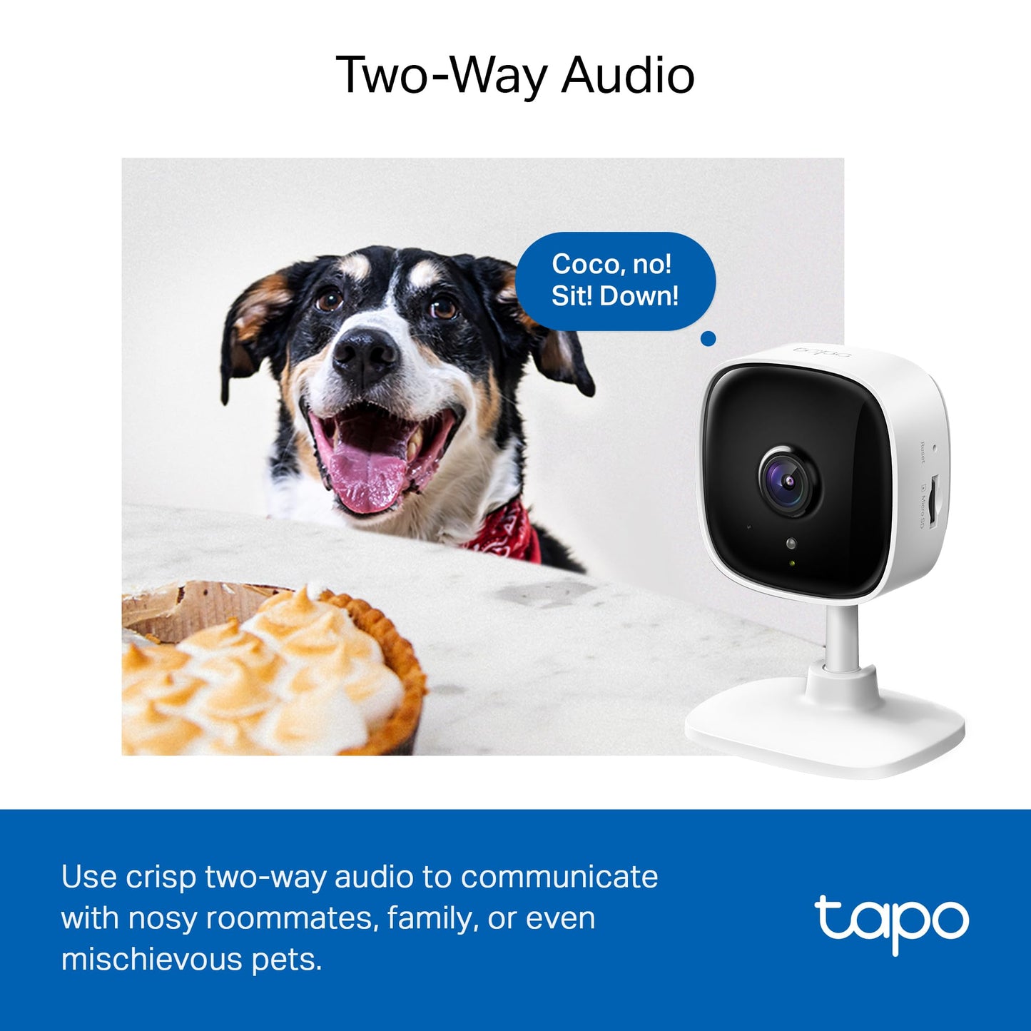 Tapo TP-Link 1080P Indoor Security Camera for Baby Monitor, Dog Camera w/Motion Detection, 2-Way Audio Siren, Night Vision, Cloud & SD Card Storage, Works w/Alexa & Google Home C100