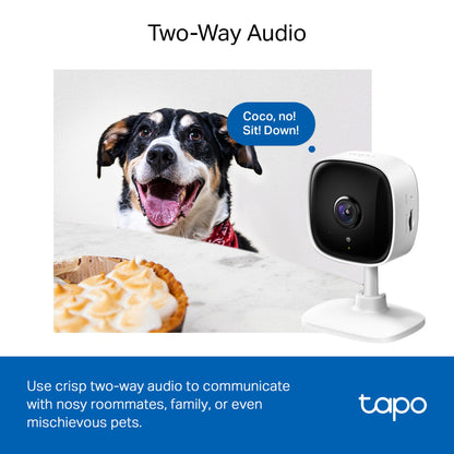 Tapo TP-Link 1080P Indoor Security Camera for Baby Monitor, Dog Camera w/Motion Detection, 2-Way Audio Siren, Night Vision, Cloud & SD Card Storage, Works w/Alexa & Google Home C100