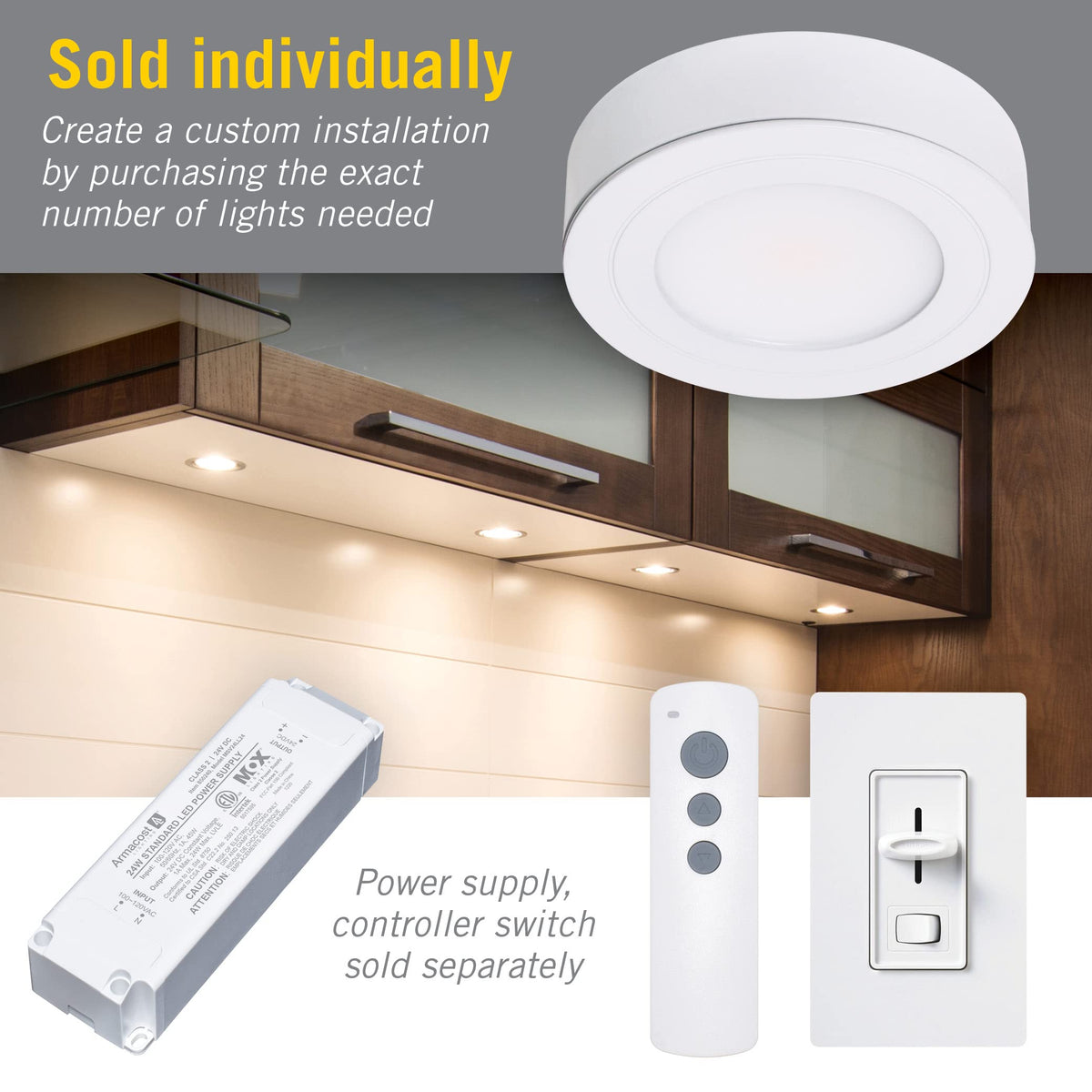Armacost Lighting PureVue 233412 Dimmable LED Puck Light - Soft Bright White, White Finish