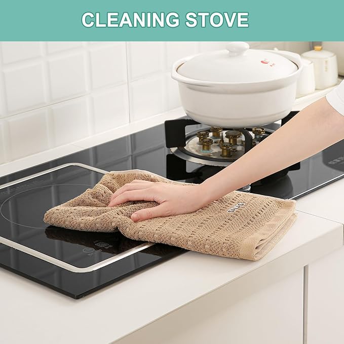 SALAS Kitchen Dish Towels, Bulk Cotton Kitchen Hand Towels, 390 GMS Plaid Dish