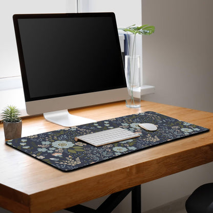 Samgula Office Desk Pads Floral Pattern Jumbo Mouse Pad Gaming Mousepad Large Mouse Pads The Desk Mat Non-Slip Rubber Base Waterproof with Stitched Edges 35.4 X 15.7 for Game Office,