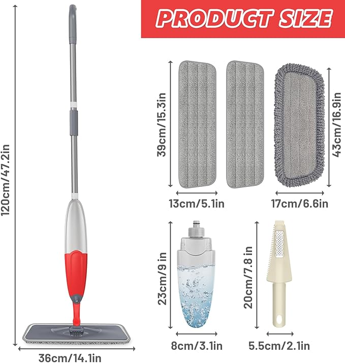 HOMTOYOU Dust Mop for Hardwood Floors: Microfiber Spray Mop for Cleaning