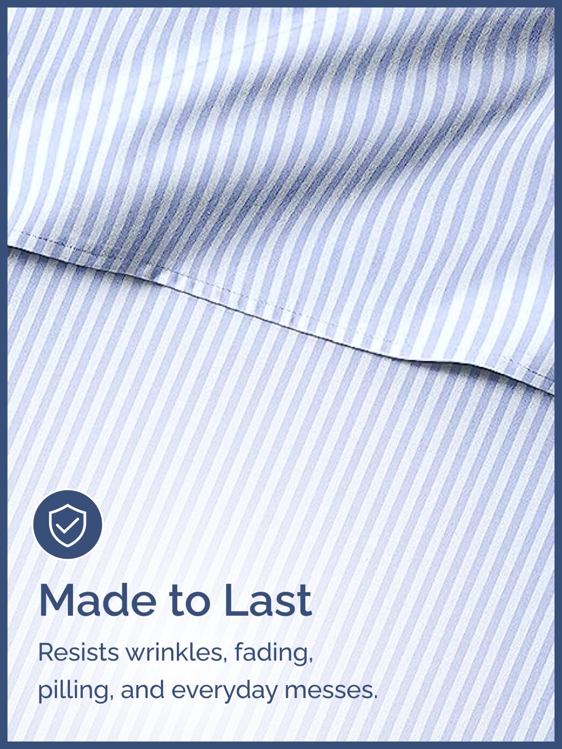 Kids Full Size Bed Sheet Set - 4 Piece Kids Loft Bed Sheets - Blue Striped Nautical Themed Bedding - Soft, Cute and Cozy - Breathable & Machine Washable - Sky Bed Set for Boys, Girls, Teens & Toddlers