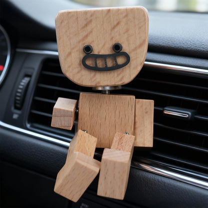 Beefire Whimsical Shaking Figurine, Wooden Man with Swappable Face Plates, Fun Kinetic Desk Decor for Office & Home, Engaging Gift for Coworkers & Friends
