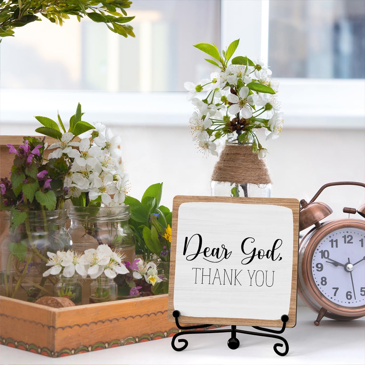 Home Decor, Farmhouse Shelf Table Decor, Christian Office Home Décor Accents For Living Room Mantle Coffee Bar Bookshelf Kitchen Entryway (B20)