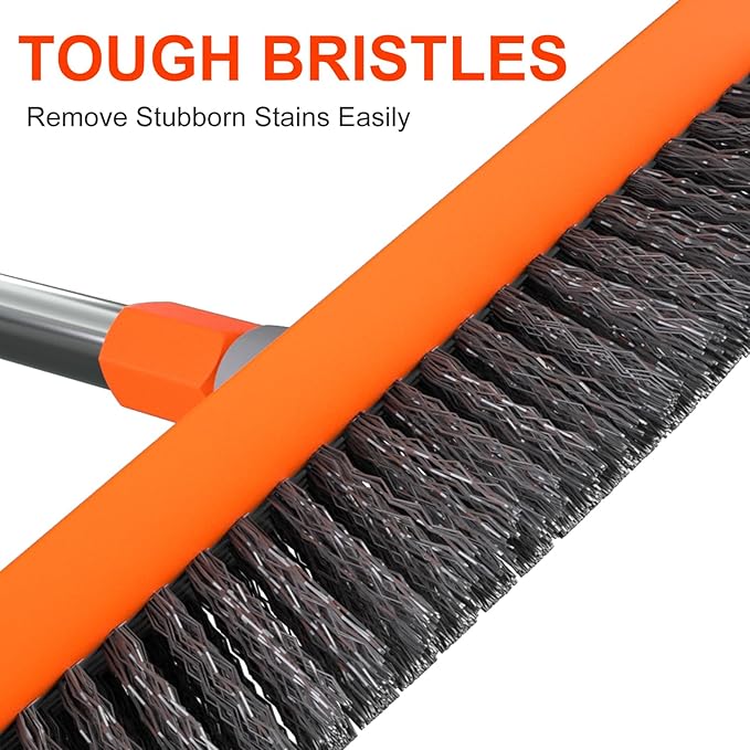 BITOPE Deck Scrub Brush with Long Handle, Heavy Duty Floor Cleaning Scrubber