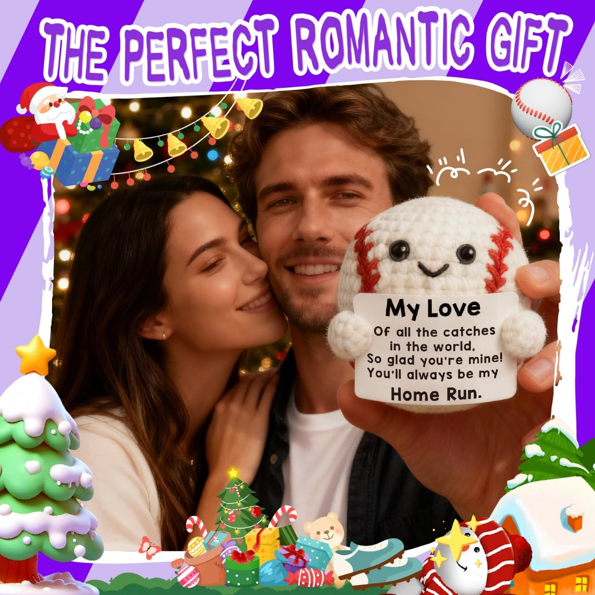TKGIFTHOT Valentines Gifts for Him Her Boyfriend Girlfriend Crochet Baseball Gifts for Birthday Anniversary Valentines Day Romantic I Love You Gift for Husband or Wife