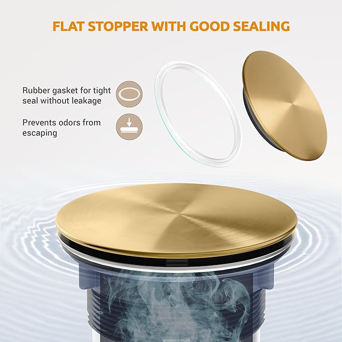 BOTEMY 3-1/2'' Kitchen Sink Drain Assembly Kit, Brass-Finish Sink Drain Strainer