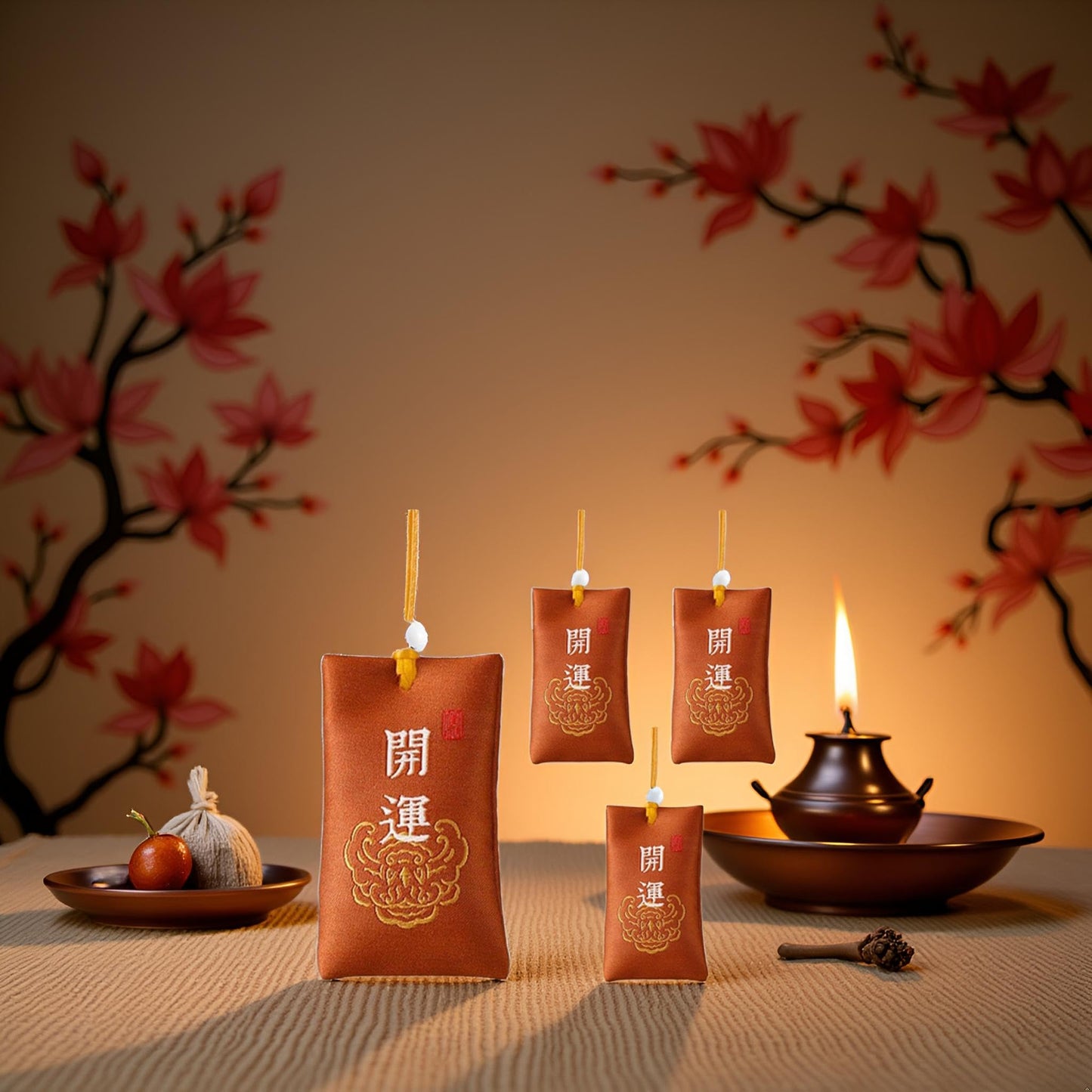 4 Pcs Spiritual Salt Pouch, Spiritual Salt with Sachet, Buddhist Spiritual Necklace, Spiritual Pouch for Money, Happiness, Chinese Amulet Sea Salts Substitutes